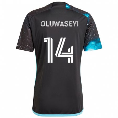 Kandiny Kinderen Tani Oluwaseyi #14 Zwart Blauw Thuisshirt Thuistenue 2024/25 T-Shirt