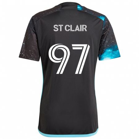 Kandiny Kinder Dayne St. Clair #97 Schwarz Blau Heimtrikot Trikot 2024/25 T-Shirt Österreich