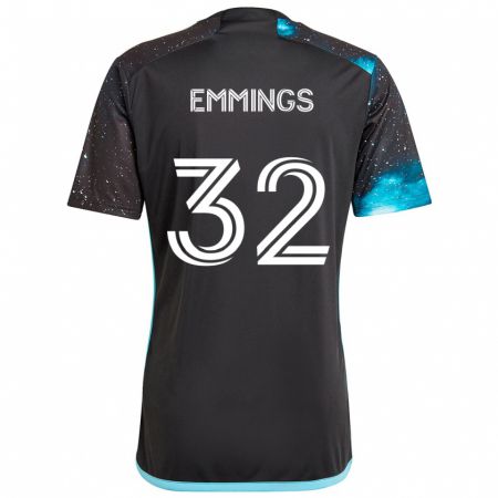 Kandiny Kinder Fred Emmings #32 Schwarz Blau Heimtrikot Trikot 2024/25 T-Shirt Österreich