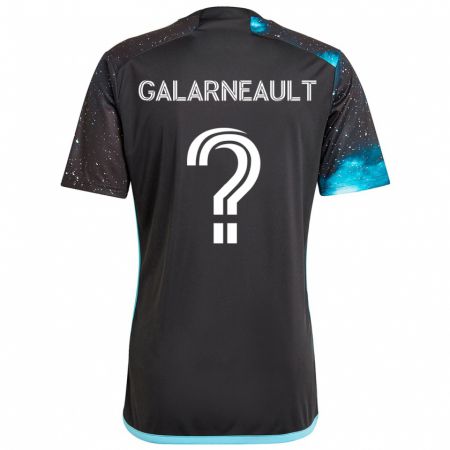 Kandiny Bambino Maglia Benjamin Galarneault #0 Nero Blu Kit Gara Home 2024/25 Maglietta