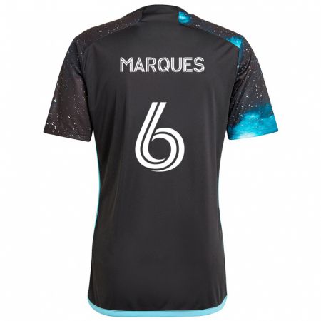 Kandiny Kinder Mikael Marqués #6 Schwarz Blau Heimtrikot Trikot 2024/25 T-Shirt Österreich