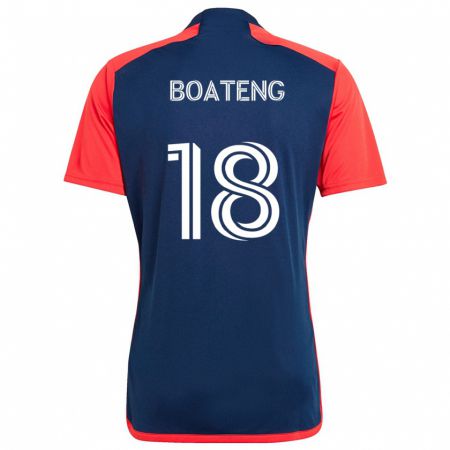 Kandiny Kinder Emmanuel Boateng #18 Blau Rot Heimtrikot Trikot 2024/25 T-Shirt Österreich