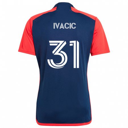 Kandiny Kinderen Aljaz Ivacic #31 Blauw Rood Thuisshirt Thuistenue 2024/25 T-Shirt België