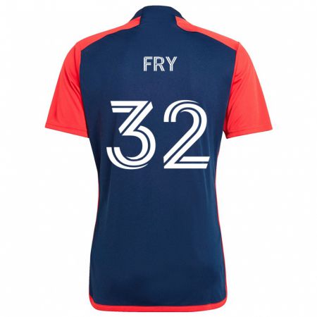 Kandiny Kinderen Malcolm Fry #32 Blauw Rood Thuisshirt Thuistenue 2024/25 T-Shirt