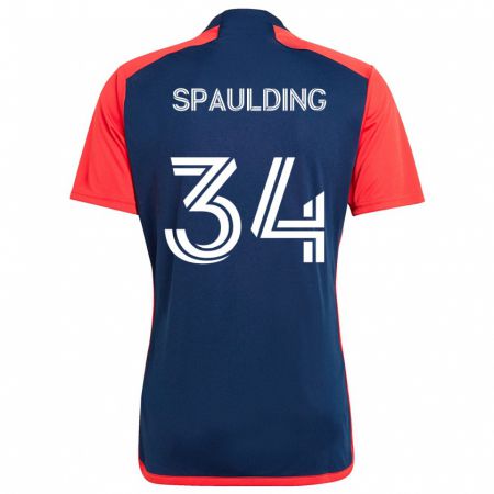 Kandiny Kinderen Ryan Spaulding #34 Blauw Rood Thuisshirt Thuistenue 2024/25 T-Shirt België