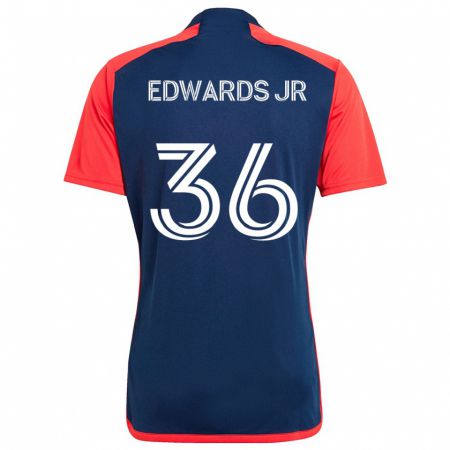 Kandiny Kinderen Earl Edwards Jr. #36 Blauw Rood Thuisshirt Thuistenue 2024/25 T-Shirt België