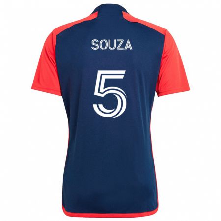 Kandiny Kinderen Victor Souza #5 Blauw Rood Thuisshirt Thuistenue 2024/25 T-Shirt