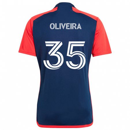 Kandiny Kinderen Cristiano Oliveira #35 Blauw Rood Thuisshirt Thuistenue 2024/25 T-Shirt België