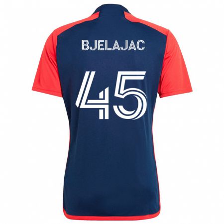 KandinyキッズAndrej Bjelajac#45青 赤ホームシャツ2024/25ジャージーユニフォーム