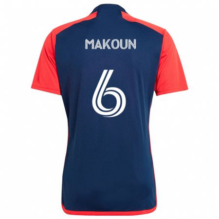 Kandiny Kinderen Christian Makoun #6 Blauw Rood Thuisshirt Thuistenue 2024/25 T-Shirt