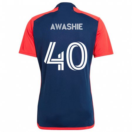 Kandiny Kinderen Ben Awashie #40 Blauw Rood Thuisshirt Thuistenue 2024/25 T-Shirt België