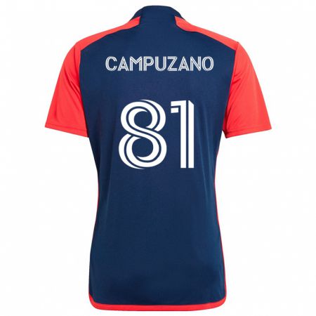 Kandiny Niño Camiseta Nico Campuzano #81 Azul Rojo 1ª Equipación 2024/25 La Camisa