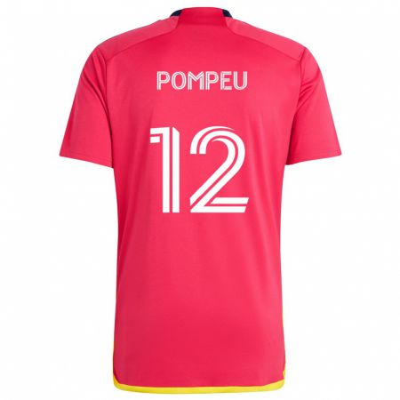 Kandiny Kinderen Célio Pompeu #12 Rood Blauw Thuisshirt Thuistenue 2024/25 T-Shirt België