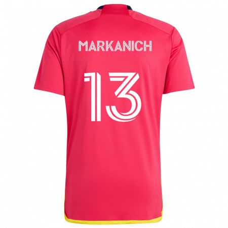 Kandiny Kinderen Anthony Markanich #13 Rood Blauw Thuisshirt Thuistenue 2024/25 T-Shirt België