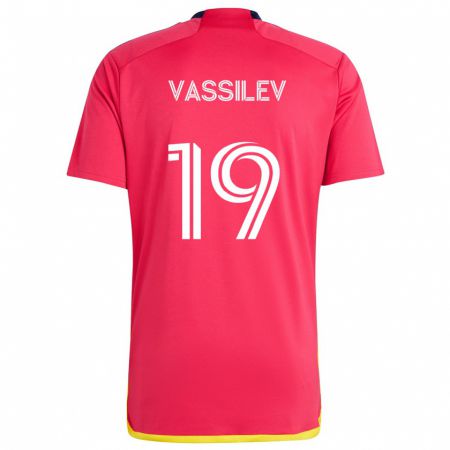 Kandiny Kinderen Indiana Vassilev #19 Rood Blauw Thuisshirt Thuistenue 2024/25 T-Shirt