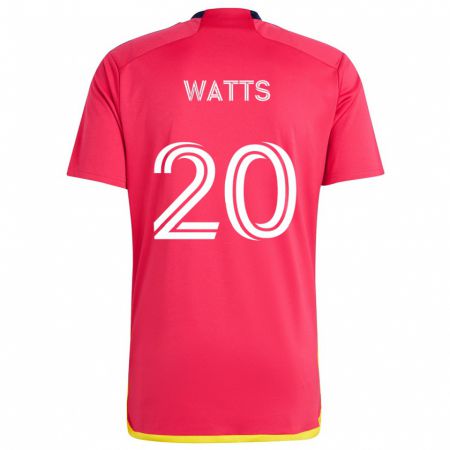 Kandiny Bambino Maglia Akil Watts #20 Rosso Blu Kit Gara Home 2024/25 Maglietta