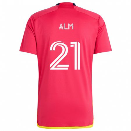 Kandiny Kinderen Rasmus Alm #21 Rood Blauw Thuisshirt Thuistenue 2024/25 T-Shirt België