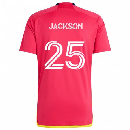 Kandiny Bambino Maglia Aziel Jackson #25 Rosso Blu Kit Gara Home 2024/25 Maglietta