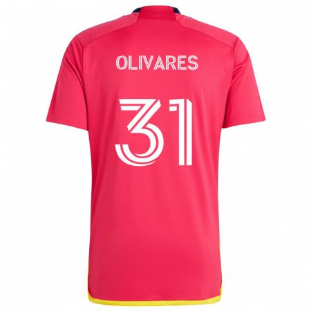 Kandiny Niño Camiseta Christian Olivares #31 Rojo Azul 1ª Equipación 2024/25 La Camisa México