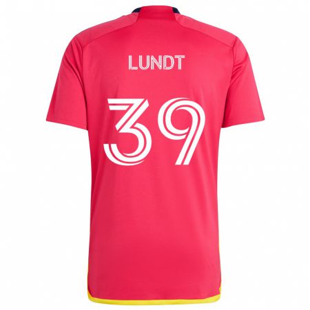 Kandiny Kinderen Ben Lundt #39 Rood Blauw Thuisshirt Thuistenue 2024/25 T-Shirt België