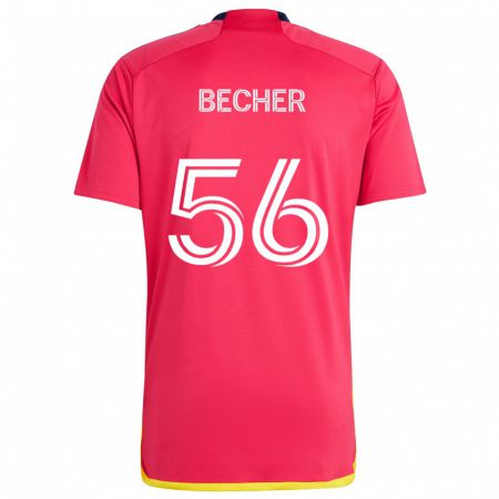 Kandiny Bambino Maglia Ryan Becher #56 Rosso Blu Kit Gara Home 2024/25 Maglietta