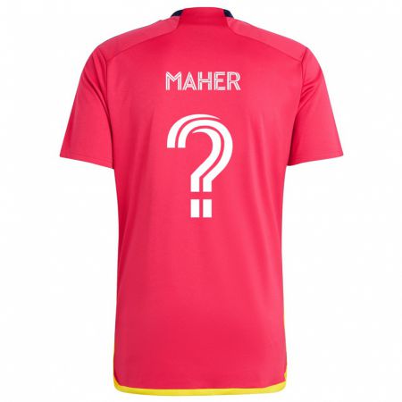 Kandiny Bambino Maglia Josh Maher #0 Rosso Blu Kit Gara Home 2024/25 Maglietta