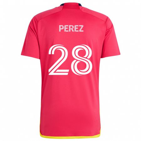 Kandiny Bambino Maglia Miguel Perez #28 Rosso Blu Kit Gara Home 2024/25 Maglietta