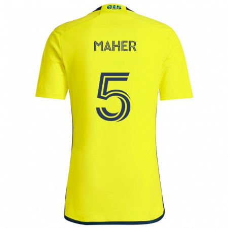 Kandiny Bambino Maglia Jack Maher #5 Giallo Blu Kit Gara Home 2024/25 Maglietta