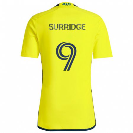 Kandiny Bambino Maglia Sam Surridge #9 Giallo Blu Kit Gara Home 2024/25 Maglietta