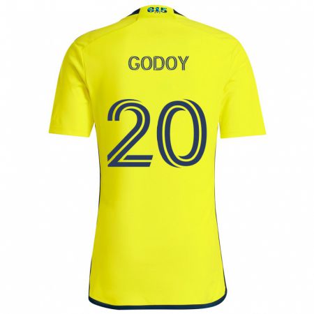 Kandiny Kinderen Aníbal Godoy #20 Geel Blauw Thuisshirt Thuistenue 2024/25 T-Shirt