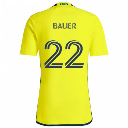 Kandiny Kinder Josh Bauer #22 Gelb Blau Heimtrikot Trikot 2024/25 T-Shirt Österreich