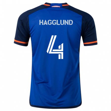 Kandiny Kinderen Nick Hagglund #4 Blauw Wit Thuisshirt Thuistenue 2024/25 T-Shirt België