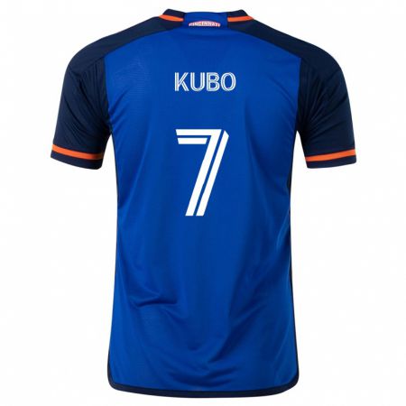 Kandiny Niño Camiseta Yuya Kubo #7 Azul Blanco 1ª Equipación 2024/25 La Camisa