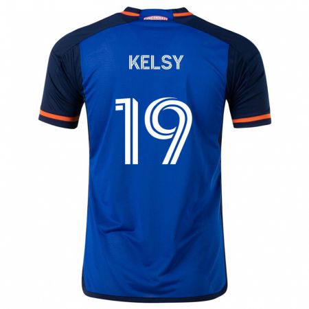 Kandiny Bambino Maglia Kevin Kelsy #19 Blu Bianco Kit Gara Home 2024/25 Maglietta