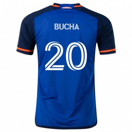 Kandiny Kinderen Pavel Bucha #20 Blauw Wit Thuisshirt Thuistenue 2024/25 T-Shirt België