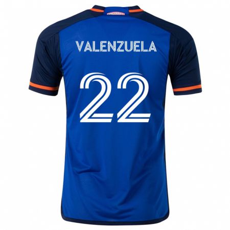 Kandiny Niño Camiseta Gerardo Valenzuela #22 Azul Blanco 1ª Equipación 2024/25 La Camisa