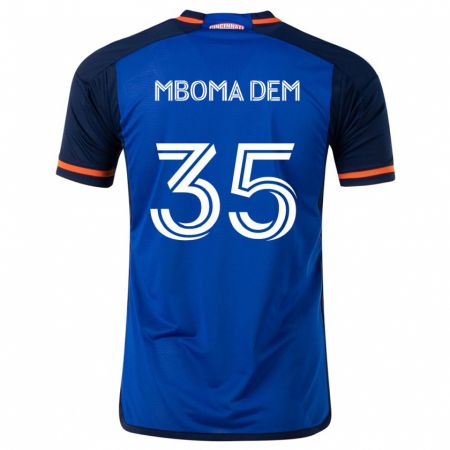 Kandiny Kinderen Kenji Mboma Dem #35 Blauw Wit Thuisshirt Thuistenue 2024/25 T-Shirt België