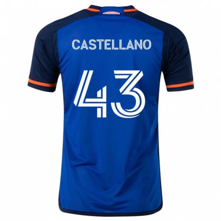 Kandiny Bambino Maglia Jesús Castellano #43 Blu Bianco Kit Gara Home 2024/25 Maglietta