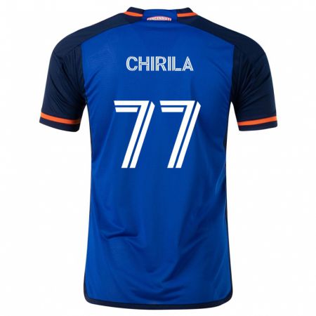 KandinyキッズStefan Chirila#77ブルーホワイトホームシャツ2024/25ジャージーユニフォーム