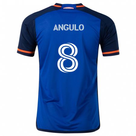 Kandiny Niño Camiseta Marco Angulo #8 Azul Blanco 1ª Equipación 2024/25 La Camisa