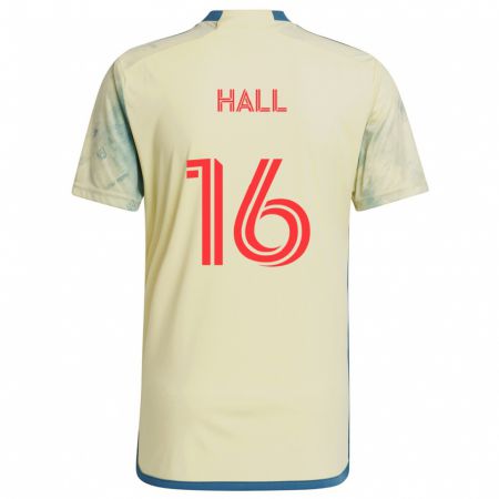 Kandiny Bambino Maglia Julian Hall #16 Giallo Rosso Blu Kit Gara Home 2024/25 Maglietta