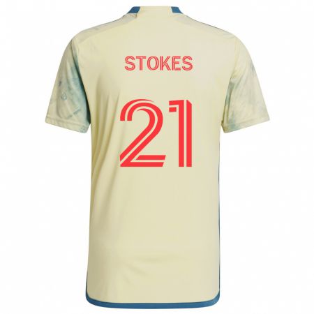 Kandiny Bambino Maglia Aidan Stokes #21 Giallo Rosso Blu Kit Gara Home 2024/25 Maglietta