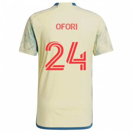 Kandiny Kinder Curtis Ofori #24 Gelb Rot Blau Heimtrikot Trikot 2024/25 T-Shirt Österreich