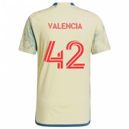 Kandiny Bambino Maglia Omar Valencia #42 Giallo Rosso Blu Kit Gara Home 2024/25 Maglietta