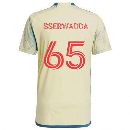 Kandiny Bambino Maglia Steven Sserwadda #65 Giallo Rosso Blu Kit Gara Home 2024/25 Maglietta