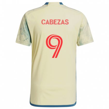 Kandiny Kinderen Jorge Cabezas #9 Geel Rood Blauw Thuisshirt Thuistenue 2024/25 T-Shirt