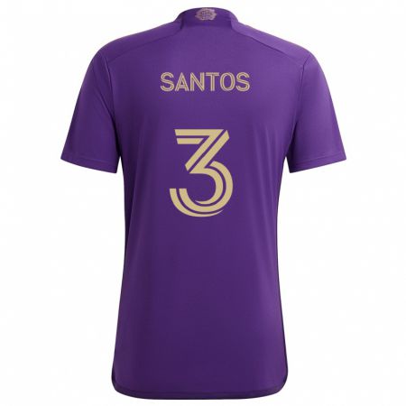 Kandiny Kinderen Rafael Santos #3 Paars Geel Thuisshirt Thuistenue 2024/25 T-Shirt