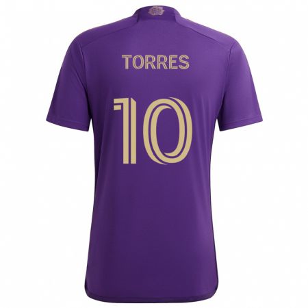 Kandiny Kinderen Facundo Torres #10 Paars Geel Thuisshirt Thuistenue 2024/25 T-Shirt