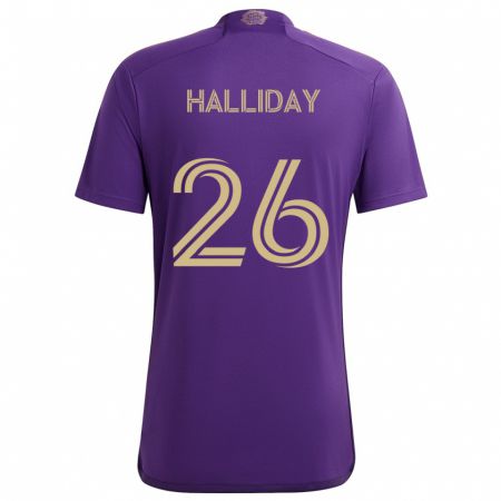 Kandiny Kinderen Michael Halliday #26 Paars Geel Thuisshirt Thuistenue 2024/25 T-Shirt België