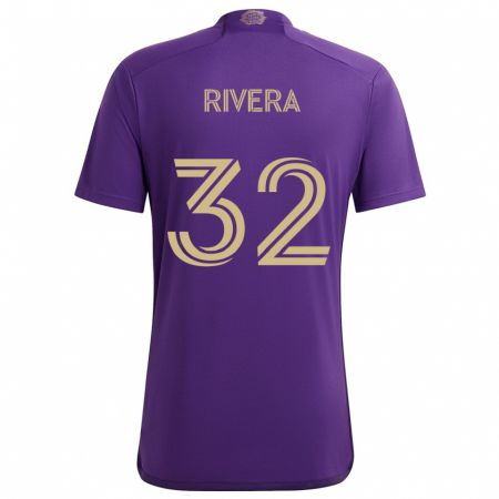 Kandiny Kinderen Wilfredo Rivera #32 Paars Geel Thuisshirt Thuistenue 2024/25 T-Shirt België